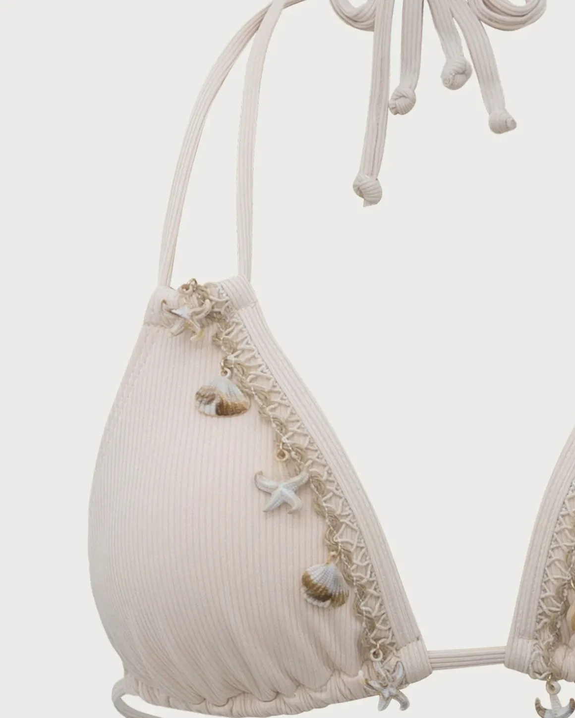 White Shell Embellished Bikini Set