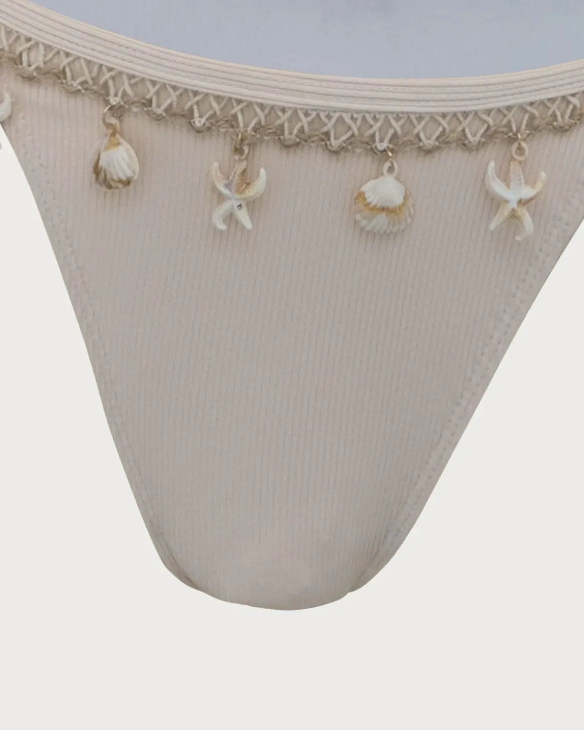White Shell Embellished Bikini Set