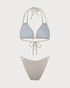 White Shell Embellished Bikini Set