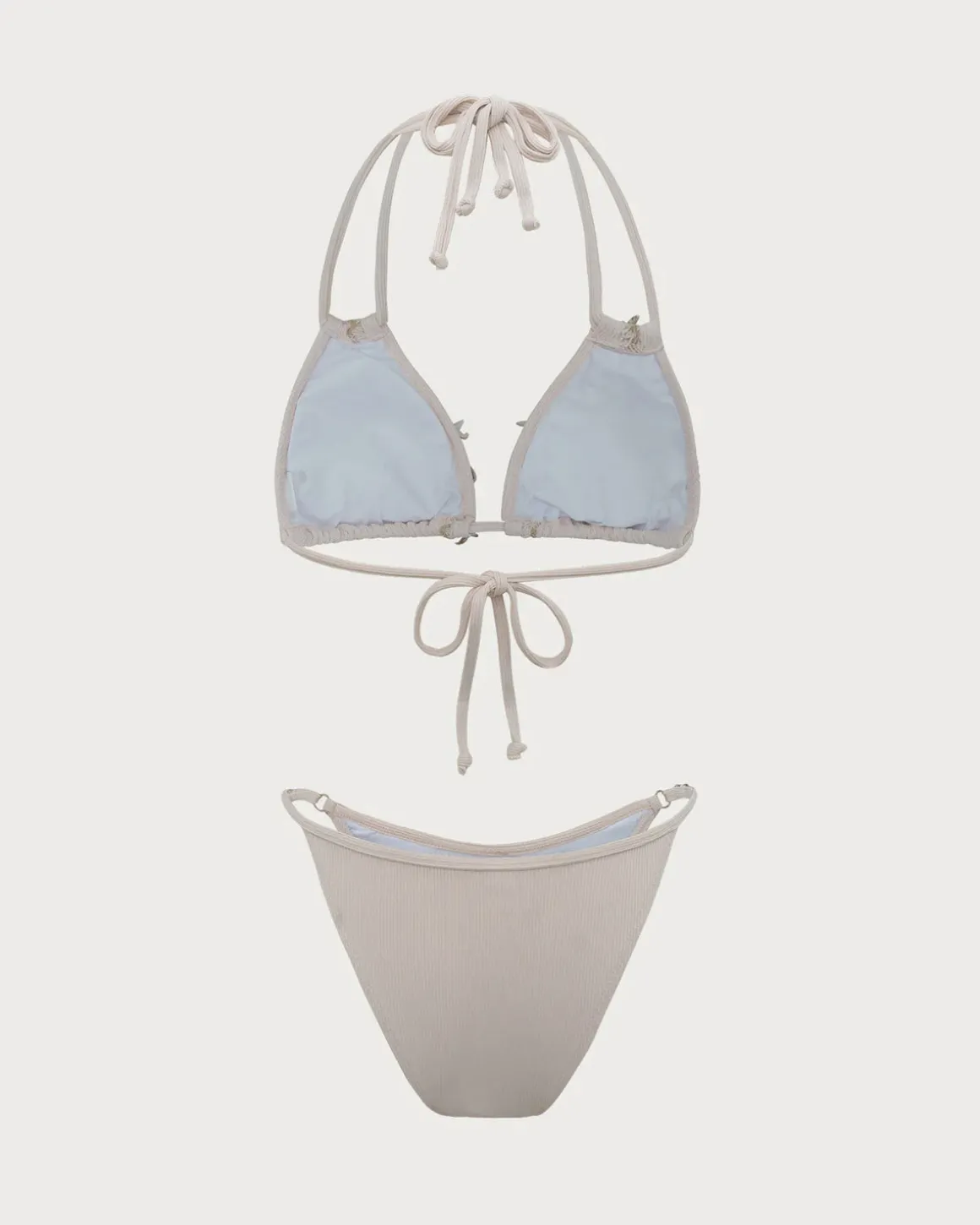 White Shell Embellished Bikini Set