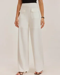 White Straight Pocket Pants