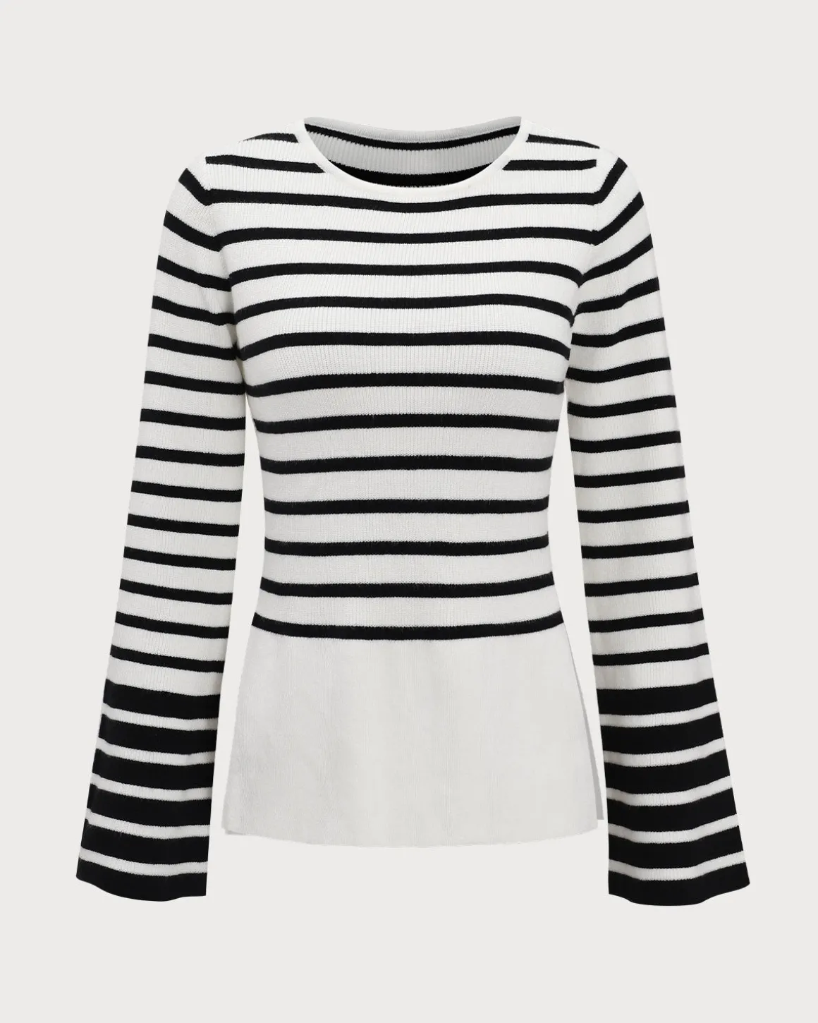 White Striped Boat Neck Sweater