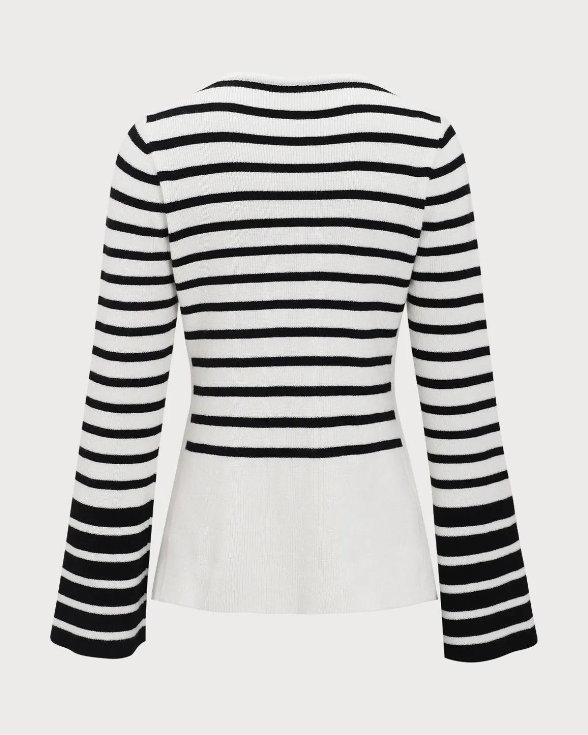 White Striped Boat Neck Sweater