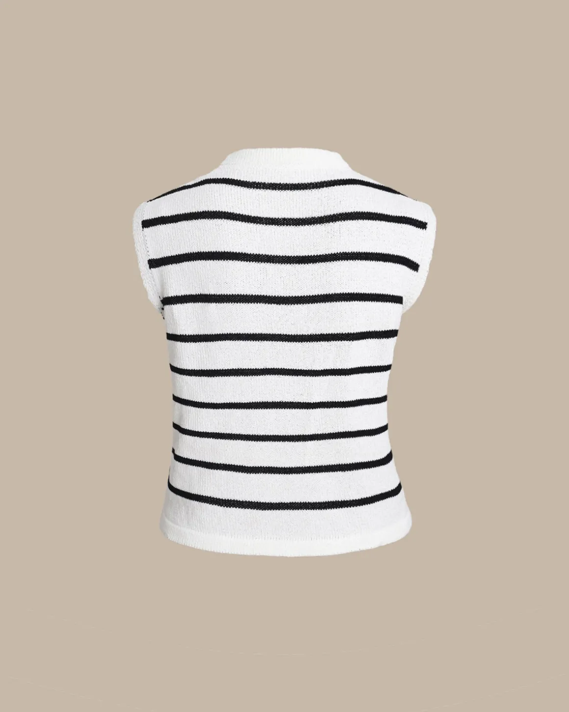 White Striped Single Breasted Vest