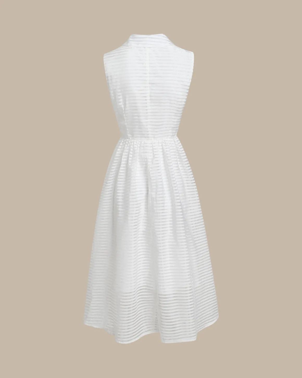 White Striped Sleeveless Midi Dress