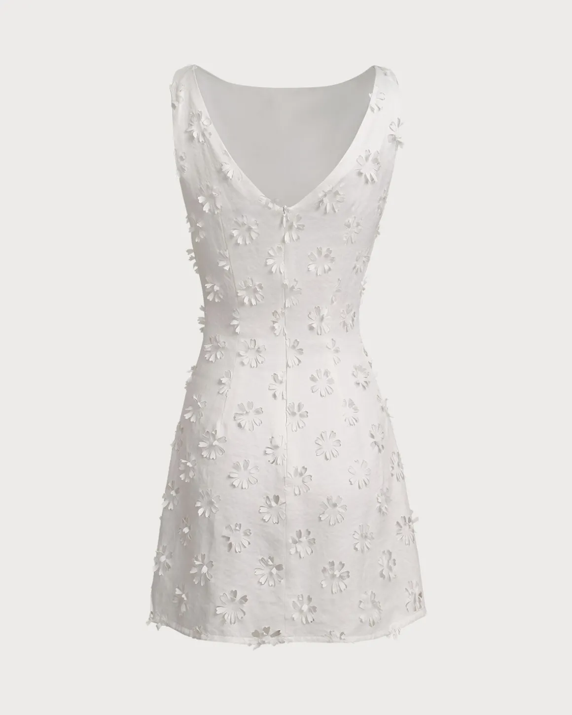White Textured Boat Neck Sleeveless Mini Dress