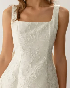 White Textured Bowknot Slip Mini Dresses