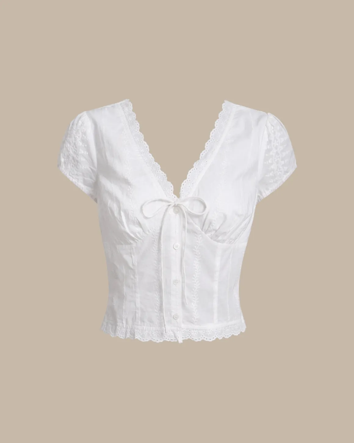 White Textured Cap Sleeve Blouse