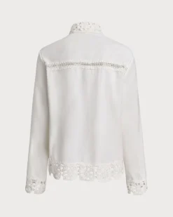 White Textured Crochet Shirt