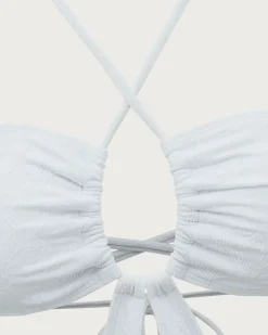White Textured Halter One-Piece Swimsuit