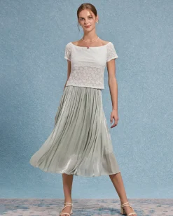 White Textured Off The Shoulder Tee
