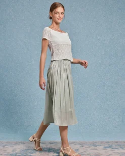 White Textured Off The Shoulder Tee