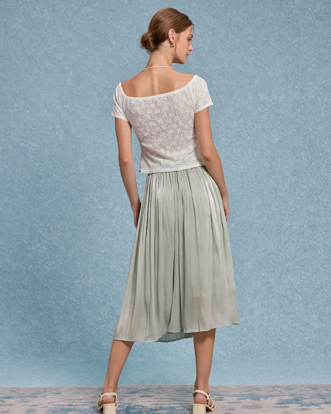 White Textured Off The Shoulder Tee