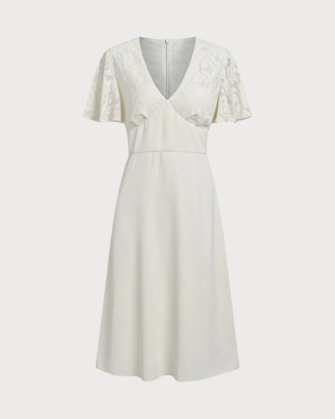 White Textured V-Neck Midi Dress