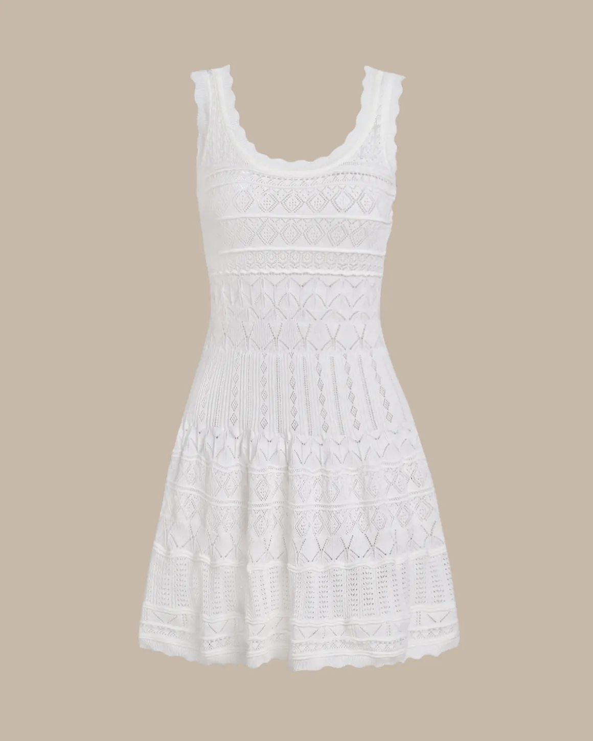 White U Neck Sleeveless Sweater Mini Dress