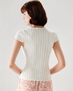 White U Neck Slim Knit Tee