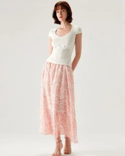 White U Neck Slim Knit Tee