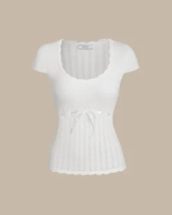 White U Neck Slim Knit Tee