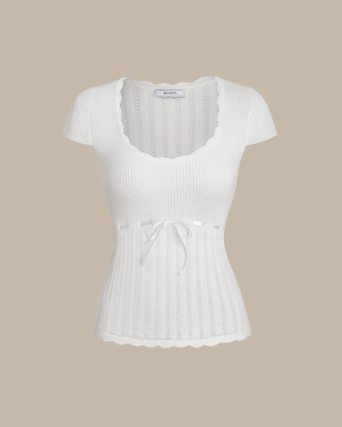 White U Neck Slim Knit Tee