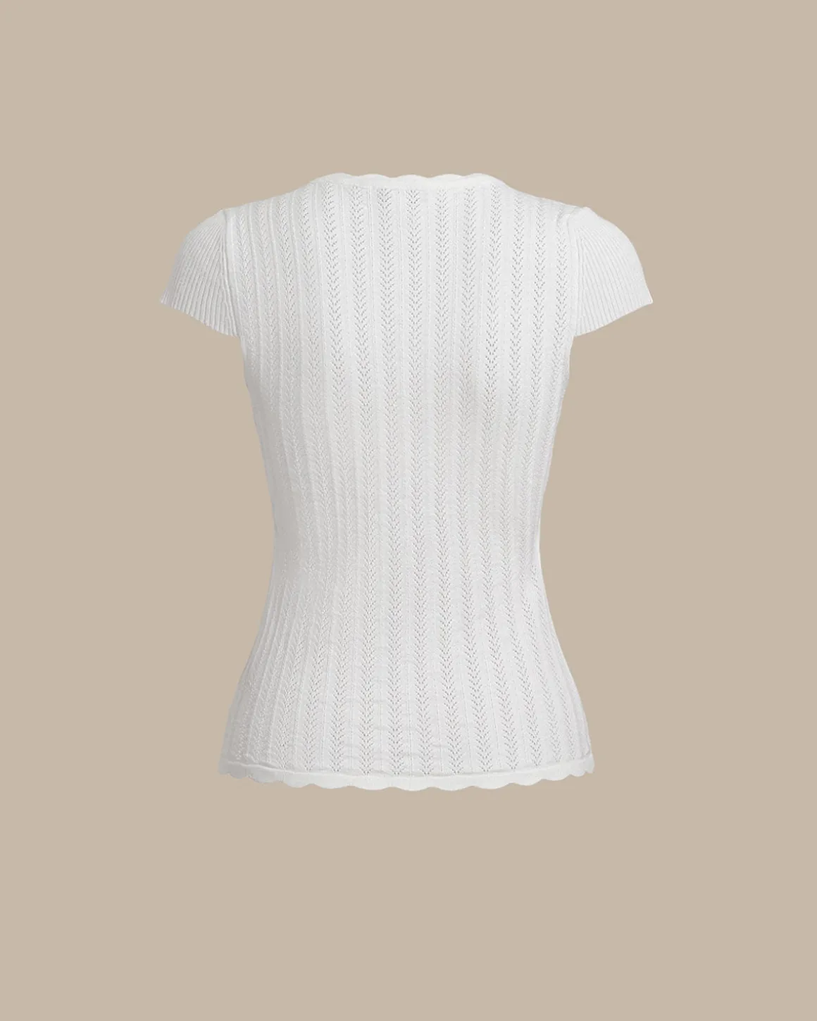 White U Neck Slim Knit Tee