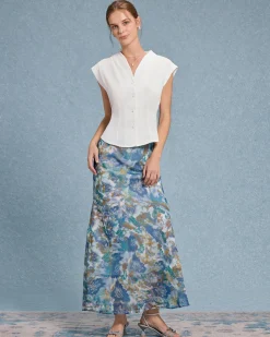 White V Neck Button Tee