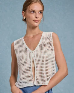 White V Neck Cut Out Tank Top