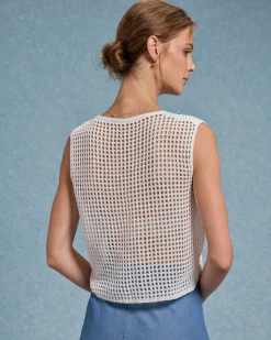White V Neck Cut Out Tank Top