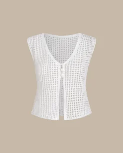 White V Neck Cut Out Tank Top