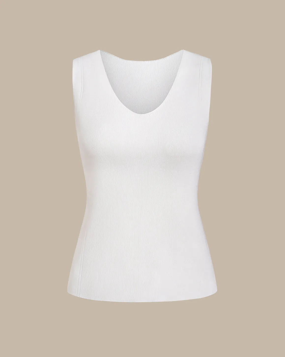 White V Neck Slim Tank Top