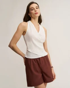 White Wrap Tie-back Vest