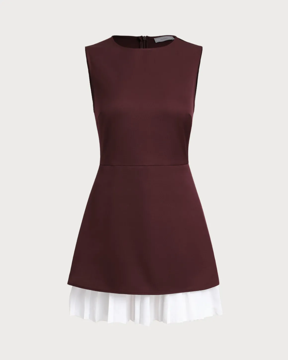 Wine Red Contrast Sleeveless Mini Dress