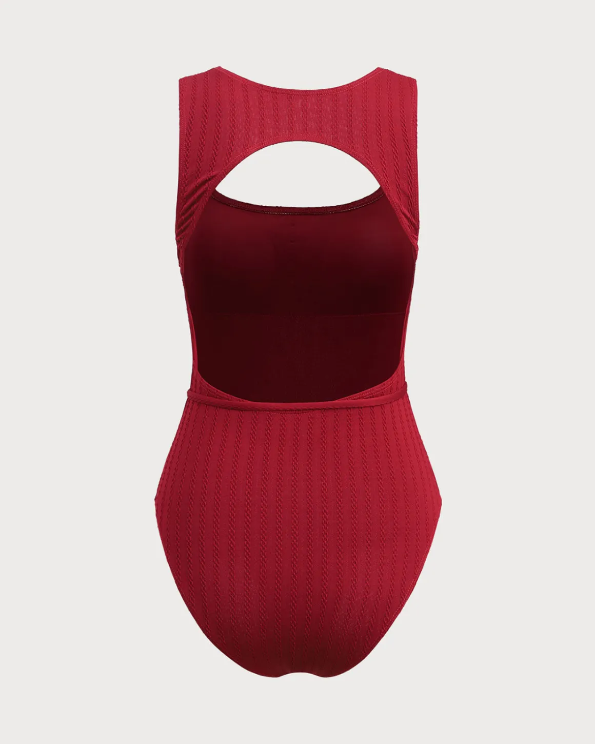 Wine Red Cut Out One-Piece Swimsuit