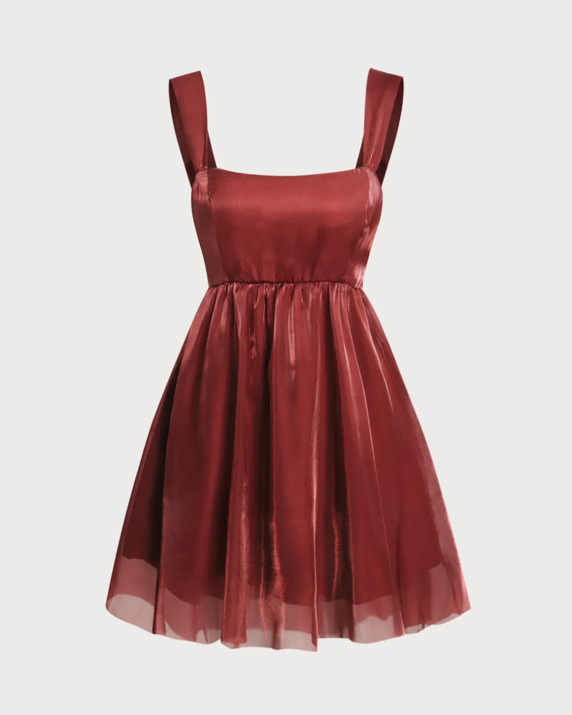 Wine Red Square Neck Slip Mini Dress