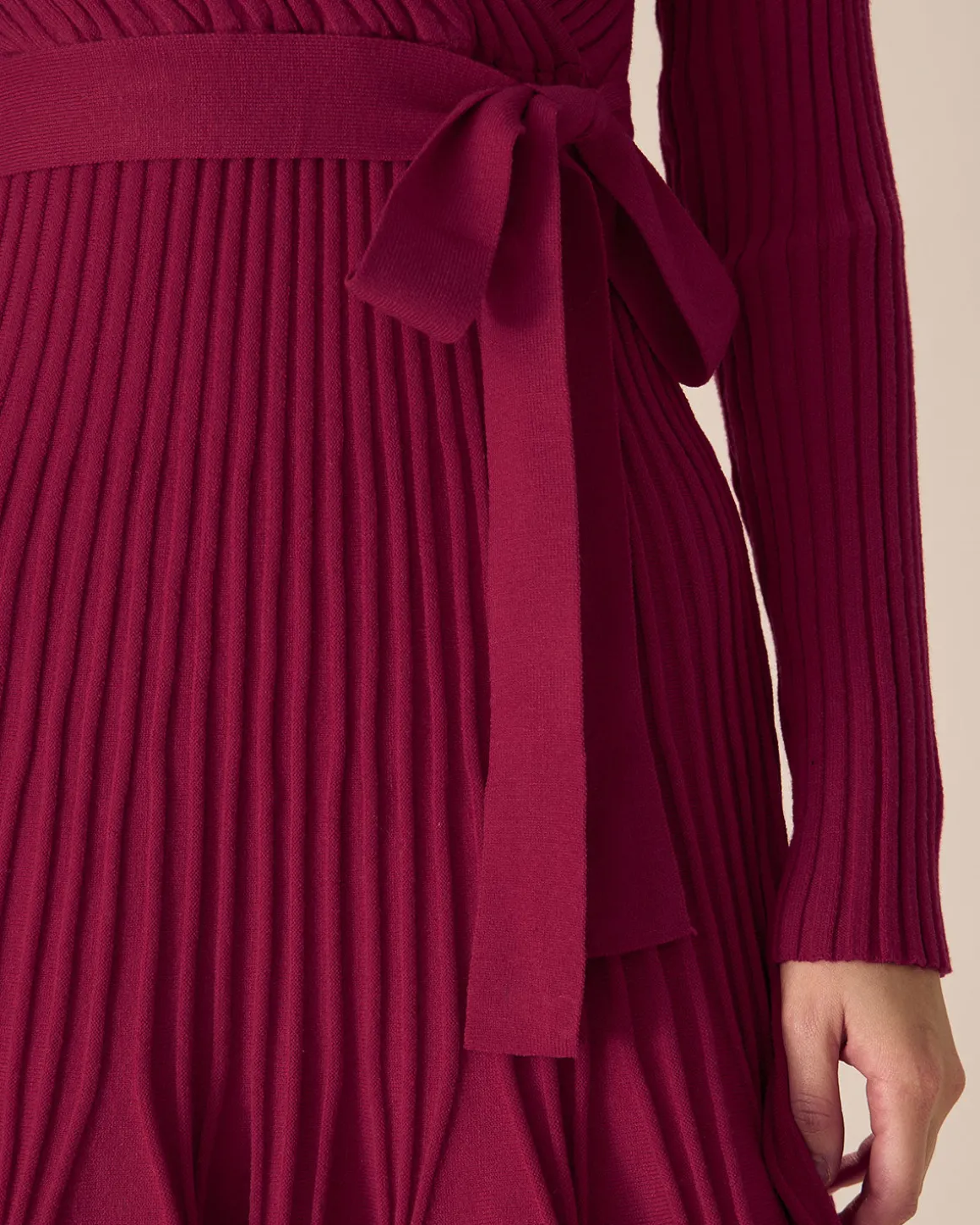 Wine Red Wrap Sweater Mini Dress