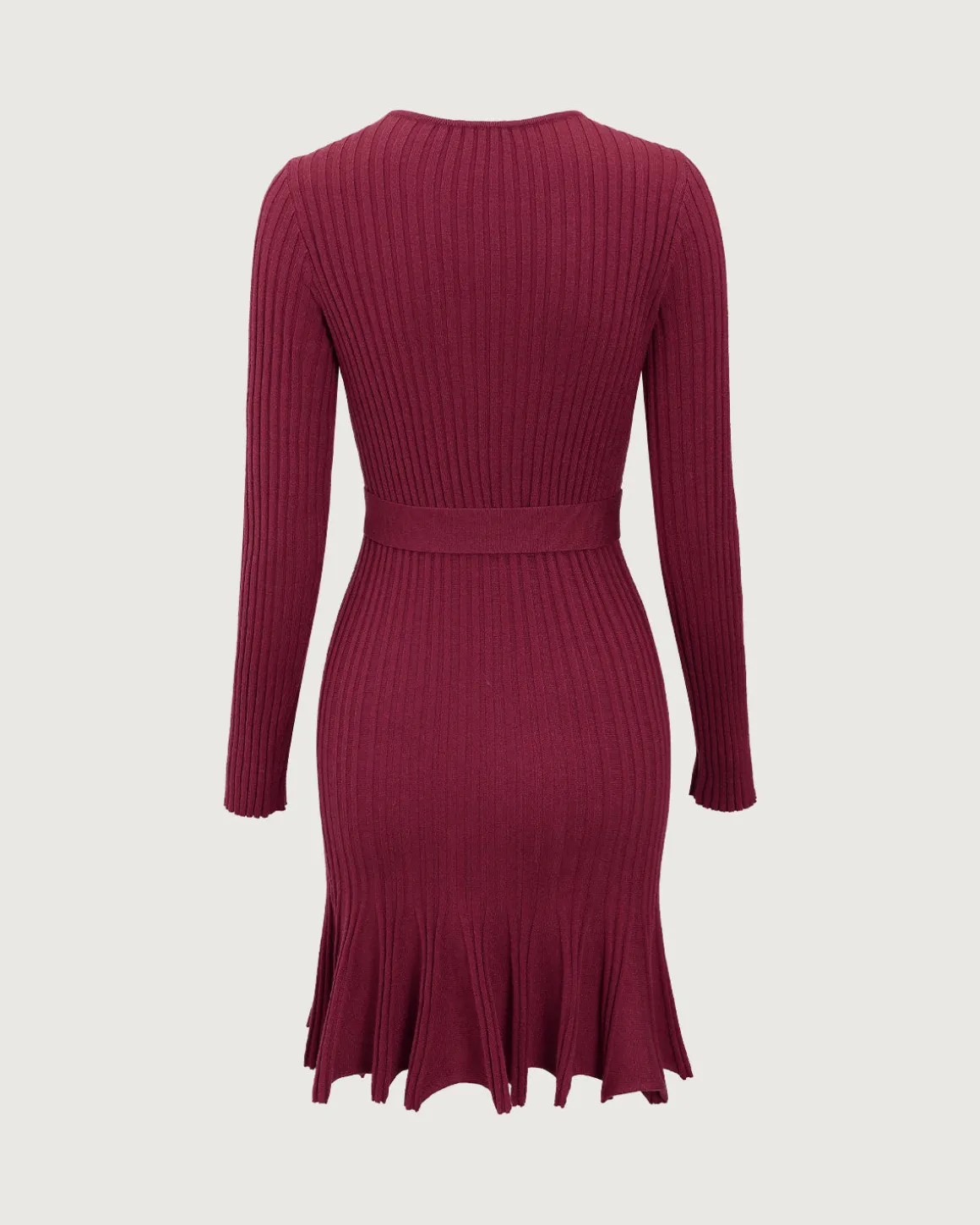 Wine Red Wrap Sweater Mini Dress
