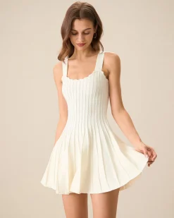 Women's Beige Knitted Sweater Dress