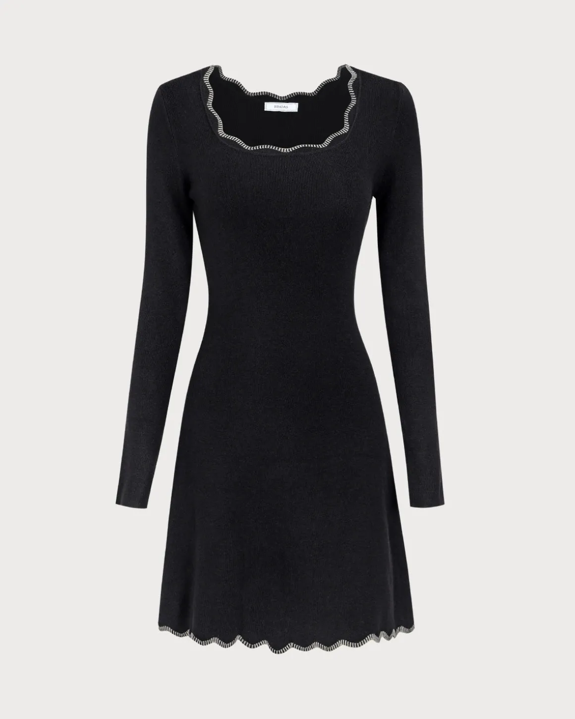 Women's Black Contrasting Knit Mini Dress