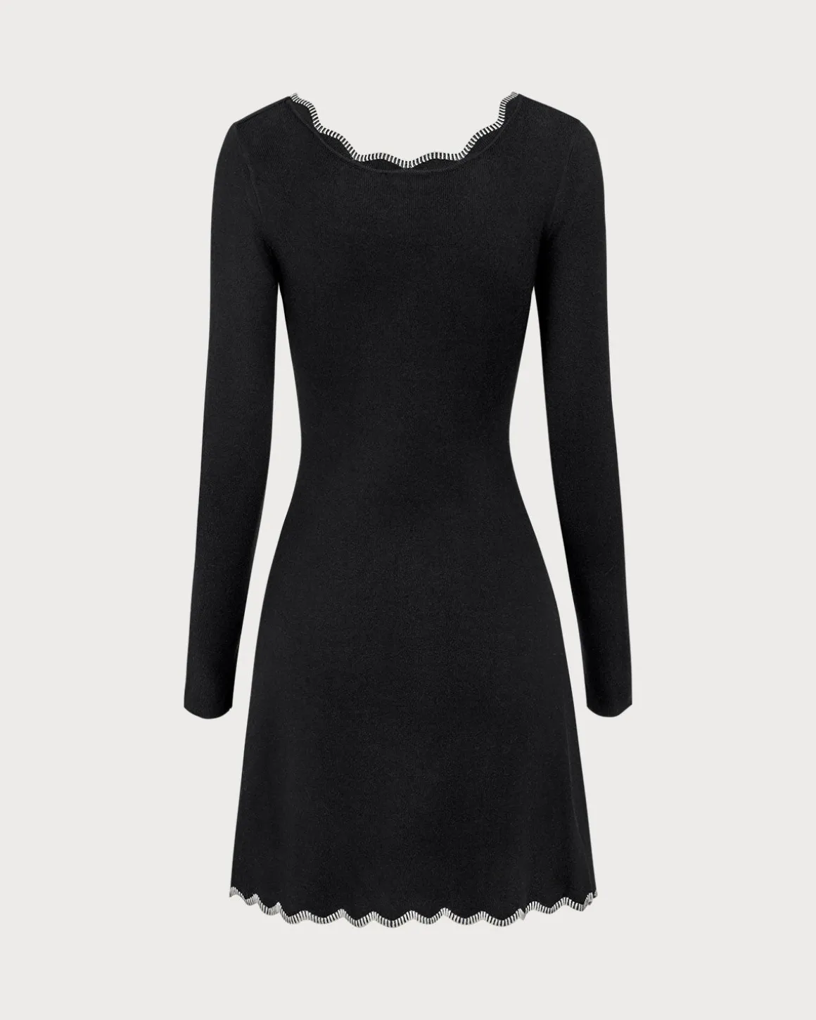 Women's Black Contrasting Knit Mini Dress