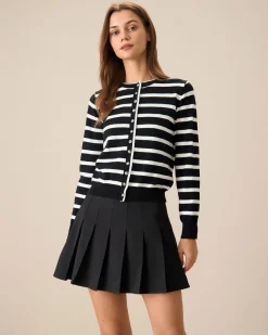 Women's Black Pleated A-Line Mini Skirt