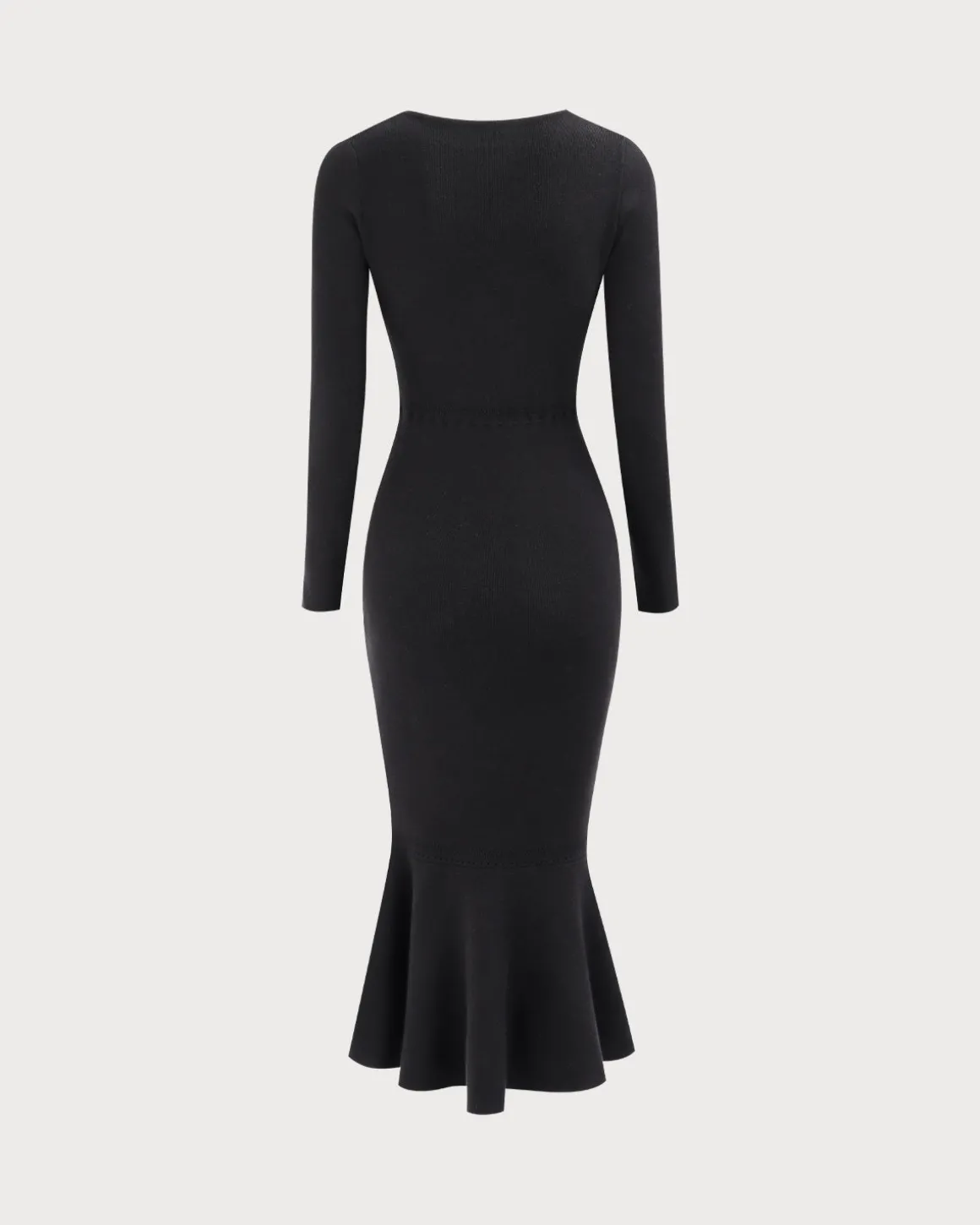 Women's Black Square Neck Mermaid Sweater Maxi Dress