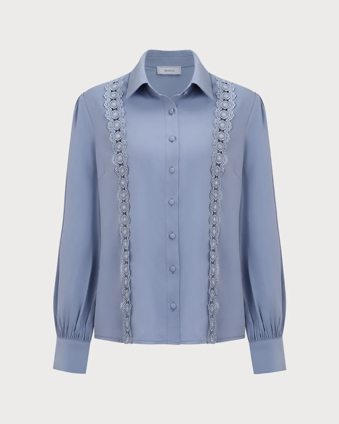 Women's Blue Lace Trim Shirt