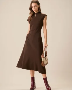 Women's Coffee Bodycon Reversible Sweater Dress