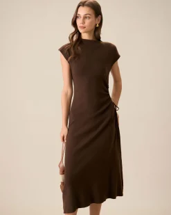 Women's Coffee Bodycon Reversible Sweater Dress
