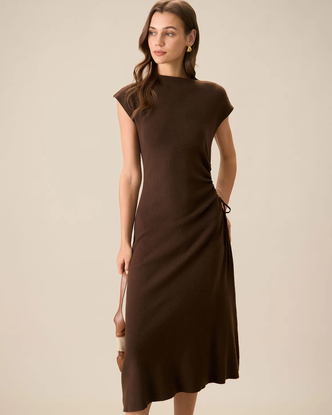 Women's Coffee Bodycon Reversible Sweater Dress