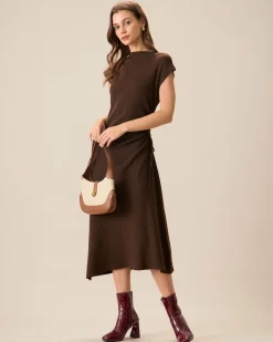 Women's Coffee Bodycon Reversible Sweater Dress