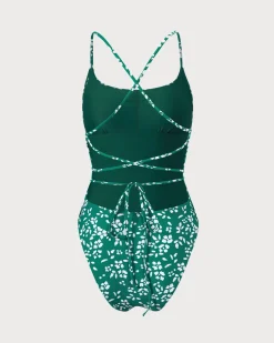Women's Knitted Floral One-Piece Swimsuit