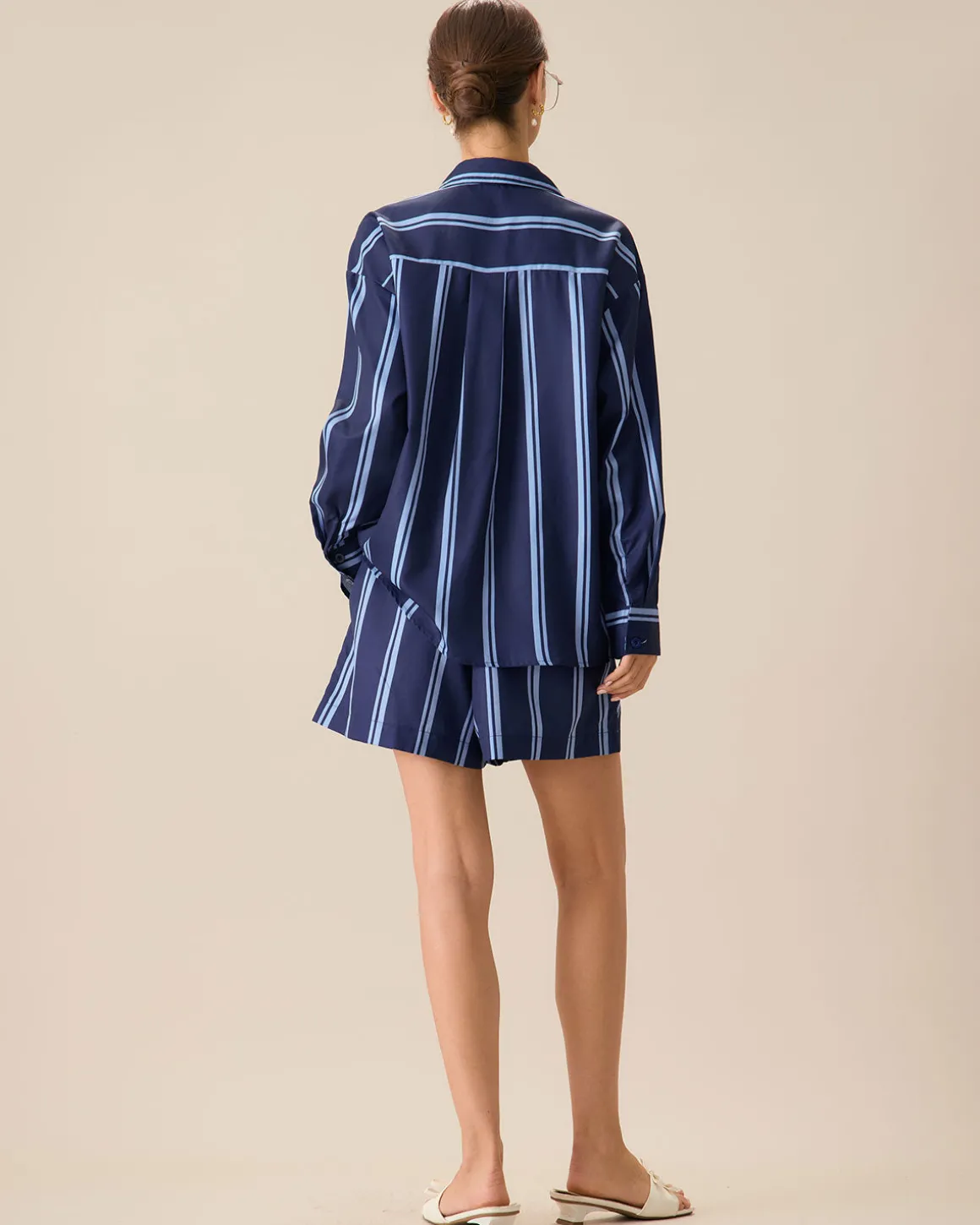 Women's Navy Striped Pocket Shirt