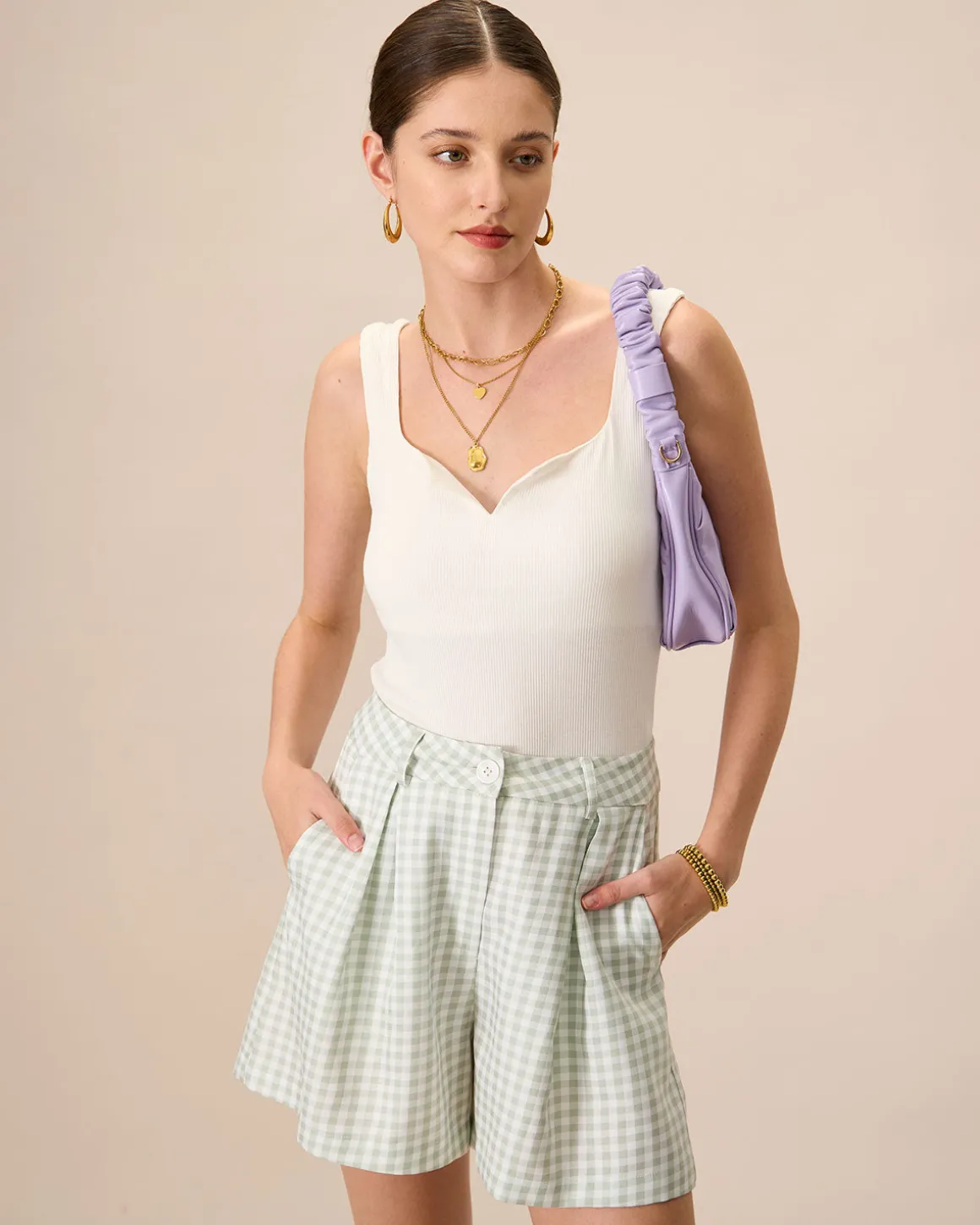 Women's White Knitted Ribbed Tank Top