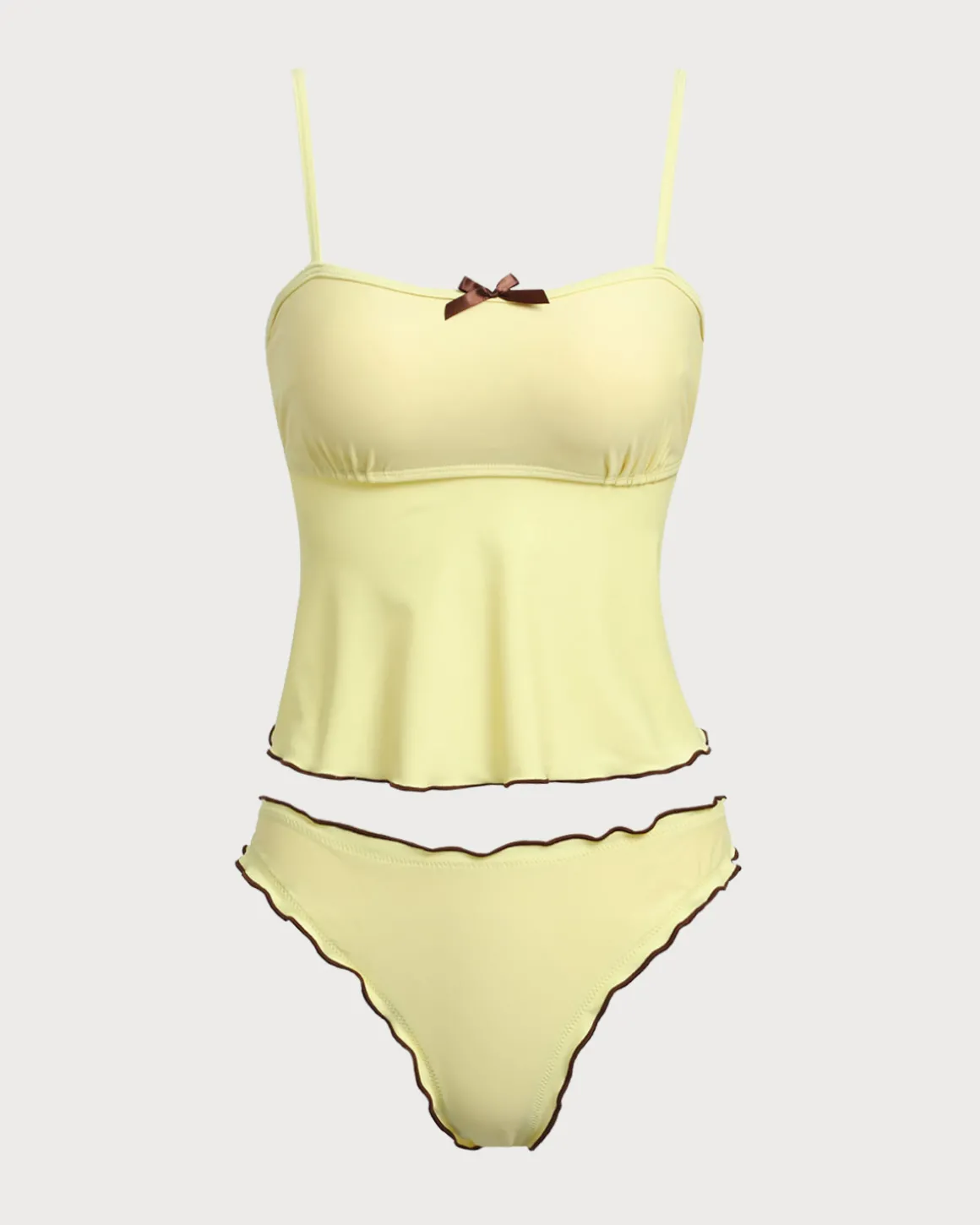 Yellow Contrasting Tankini Swimsuit
