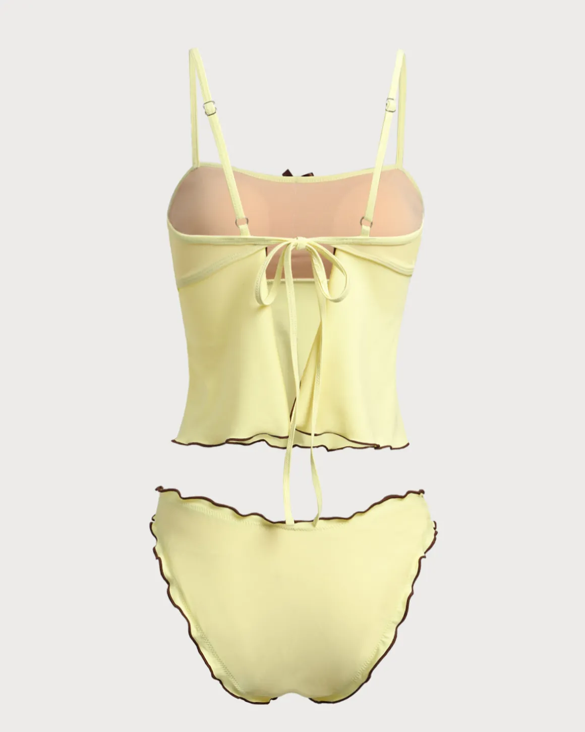 Yellow Contrasting Tankini Swimsuit